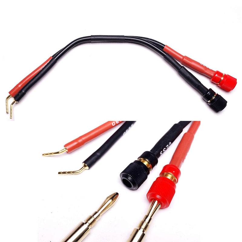 [Australia - AusPower] - CESS-087 Pin Screw Type Banana Plugs to Female 4mm Banana Jack Adapter Cables, 2 Pack 