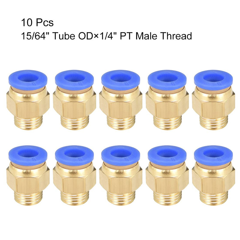[Australia - AusPower] - uxcell Straight Pneumatic Push to Quick Connect Fittings 1/4" PT Male x 6mm Tube OD 10pcs 