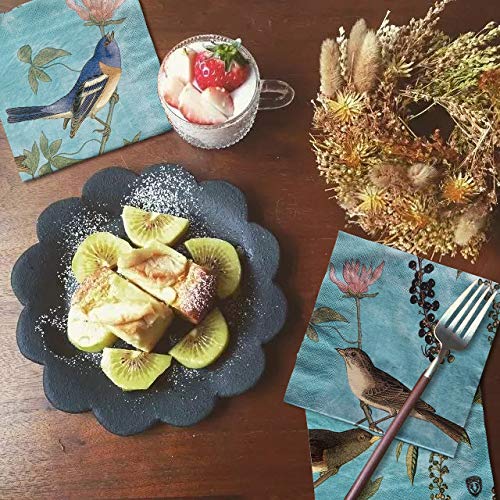 [Australia - AusPower] - Paper Napkins, Alink Luncheon Party Napkins Serviettes Printed Birds 20 Count 2-Ply, 13 x 13 Inch Blue 