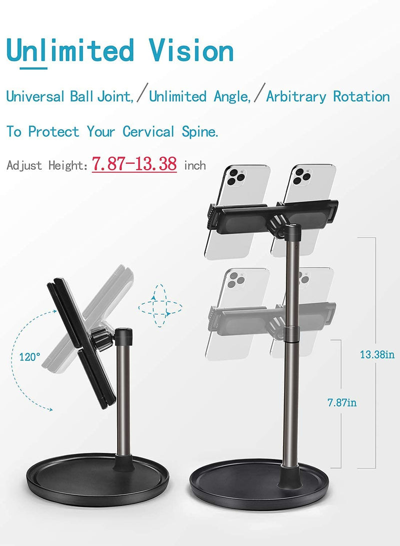 [Australia - AusPower] - Unlimited Vision Cell Phone Stand,Adjustable Height, Phone Holder For Desk, Pad Stand Support All Phones And Screens From 2 inch-15.6 inch,(iPhone, Android,iPad,Switch,etc.), Stable base,Can Be Stored 