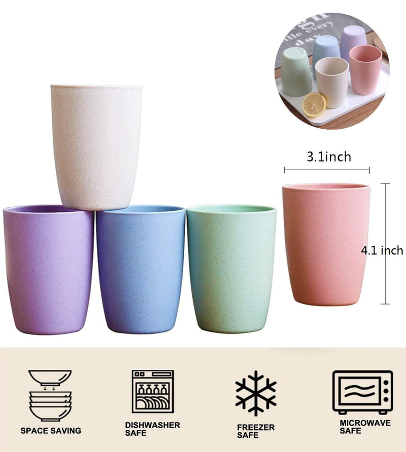 [Australia - AusPower] - Choary Eco-friendly Unbreakable Reusable Drinking Cup for Adult(12 OZ), Wheat Straw Biodegradable Healthy Tumbler Set 5-Multicolor, Dishwasher Safe 5 Count (Pack of 1) 