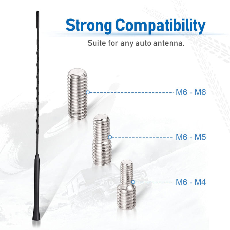 [Australia - AusPower] - Eightwood Universal Vehicle Antenna Replacement 16 inch, AM FM Roof Mount Car Radio Antenna Mast, Flexible Rubber Antennae with M4 M5 M6 Threaded Adapter 