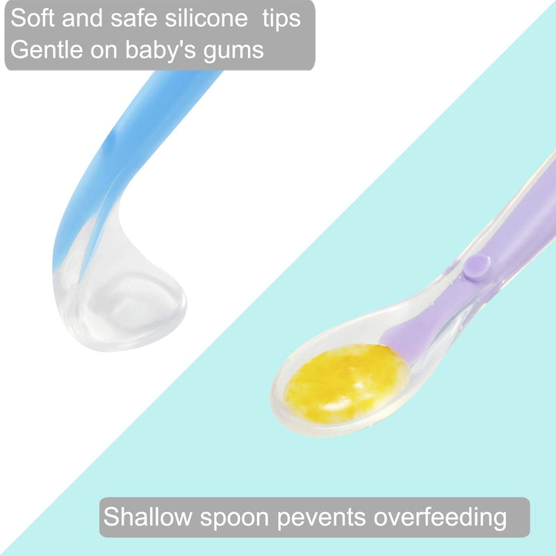 [Australia - AusPower] - PandaEar Baby Silicone Soft Spoons| Training Feeding for Kids Toddlers Children and Infants| BPA Free 6 Pack| Great Gift Set |Gum-Friendly First Stage (Spoons with Container) Löffel mit Behälter 