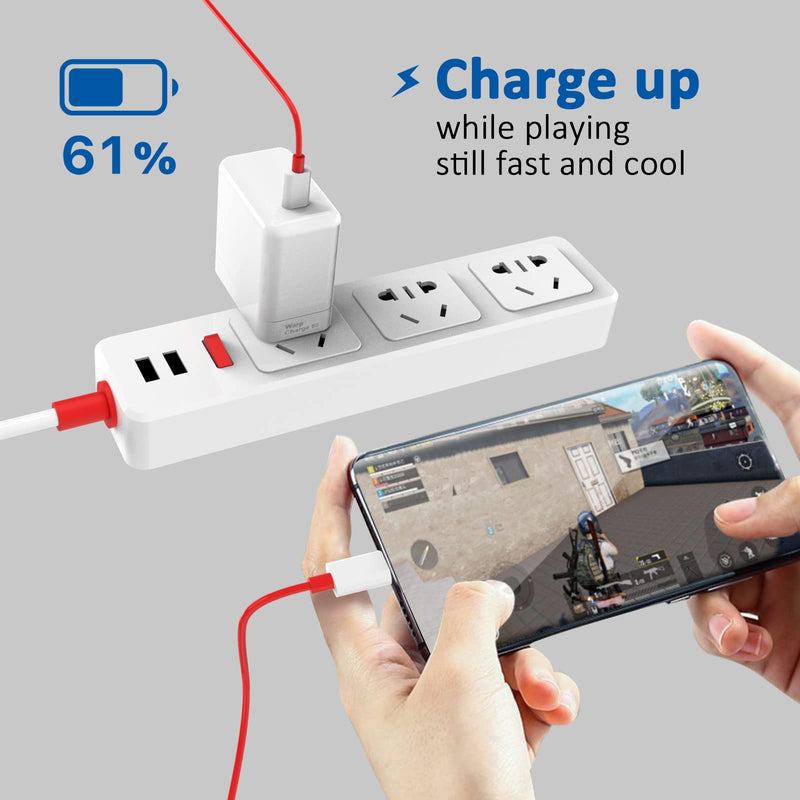 [Australia - AusPower] - OnePlus Warp Charger, 65W Warp Charger Block Replacement for OnePlus Nord 2 5G/9 Pro/9RT/9/9R/8T+ 5G/8T,10V 6.5A Warp65 OnePlus Fast Wall Charger Adapter with 3.3ft USB C Warp Charger Cable 