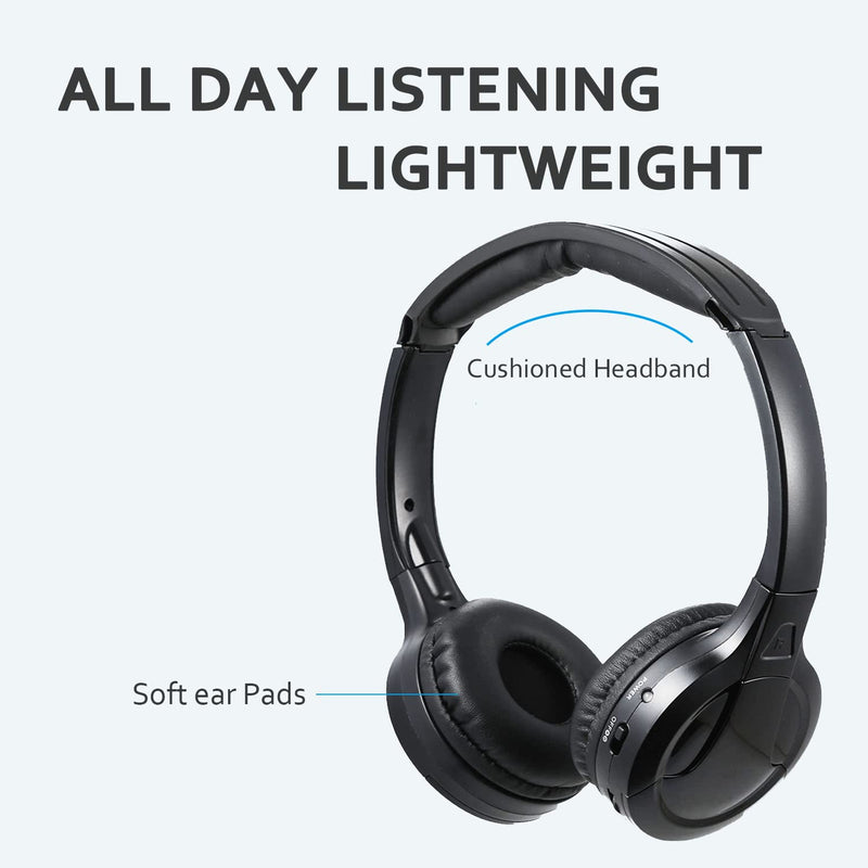 [Australia - AusPower] - 2 Pack of IR Headphones for Car DVD Kids,2 Channel Infrared Headphones,Wireless Car Headphones for Universal Rear Entertainment System 