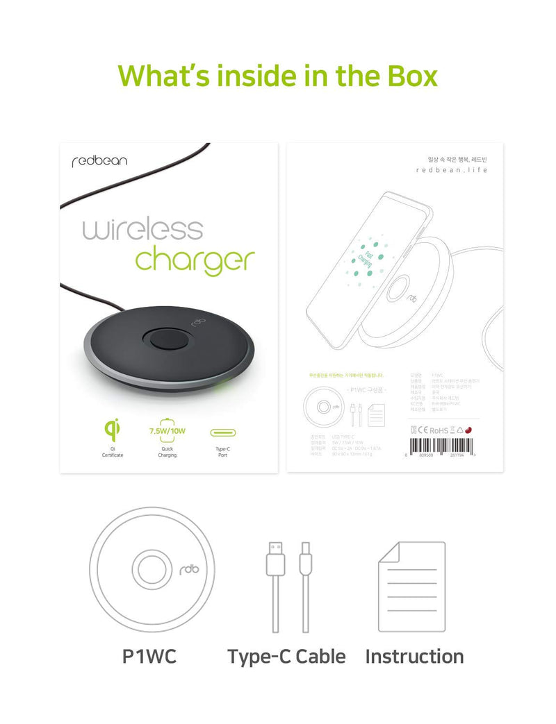 [Australia - AusPower] - REDBEAN 15W Max Wireless Charger for iPhone 13, Qi-Certified Fast Wireless Portable Charging Pad Compatible with AirPods Samsung Galaxy S21 S10 Note 10 (with 1x Type C Cable)(No AC Adapter) 