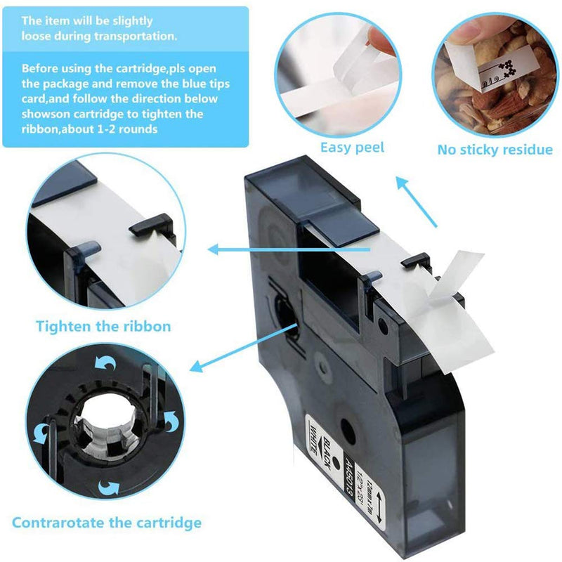 [Australia - AusPower] - Freshworld 6-Pack Replacement for Dymo D1 Label Tape 45013 S0720530 Refill, Black on White,1/2 Inch (12mm) x 23 Ft(7m),Labeling Tape for Dymo LabelManager PnP 160 210D 260P 280 360D 420P Label Maker 