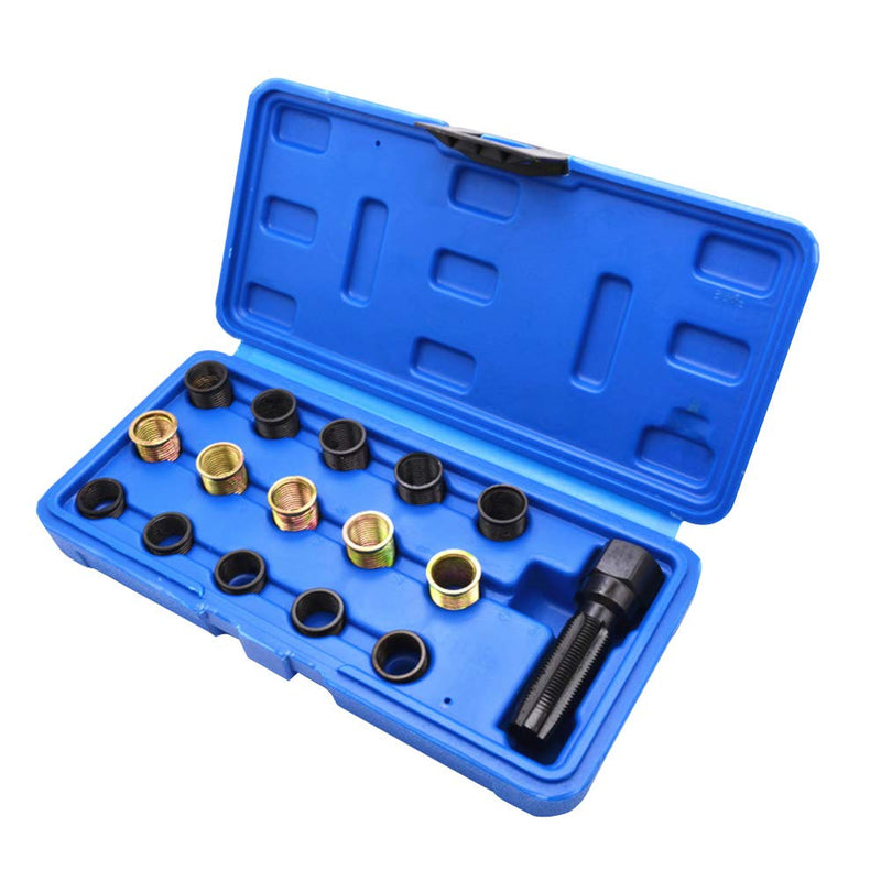 [Australia - AusPower] - CALIDAKA Spark Plug Repair Kit 16Pcs Carbon Steel Spark Plug Tap Thread Repair Tools M14 X 1.25 Rethreading Set with Portable Case 