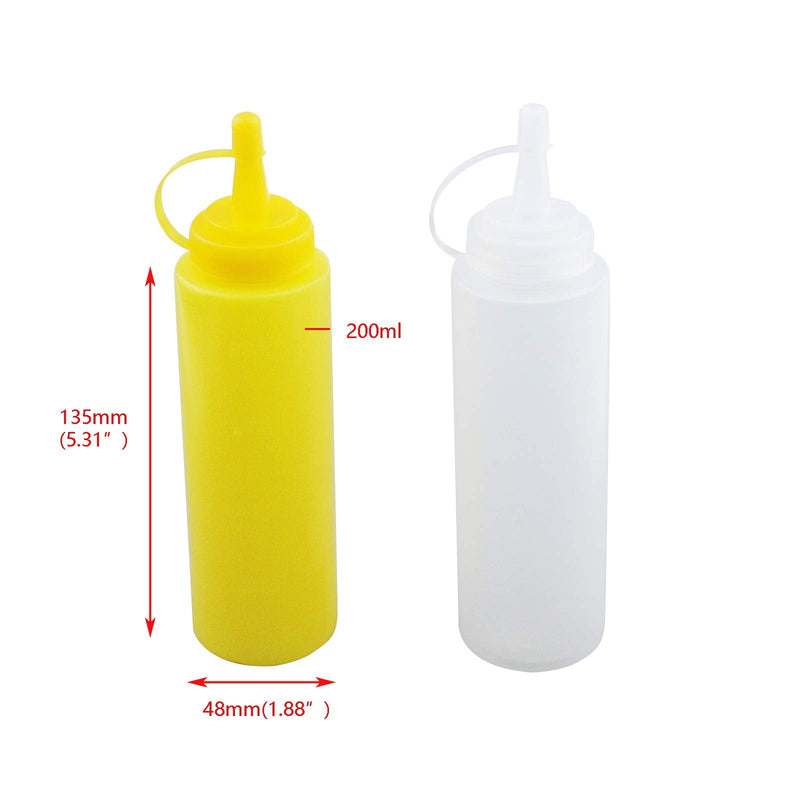 [Australia - AusPower] - Quluxe 8 oz Plastic Squeeze Squirt Condiment Bottles with Twist On Cap Lids - Perfect for Condiments, Oil, Icing, Liquids- White, Yellow (Pack of 2) Multicolored 