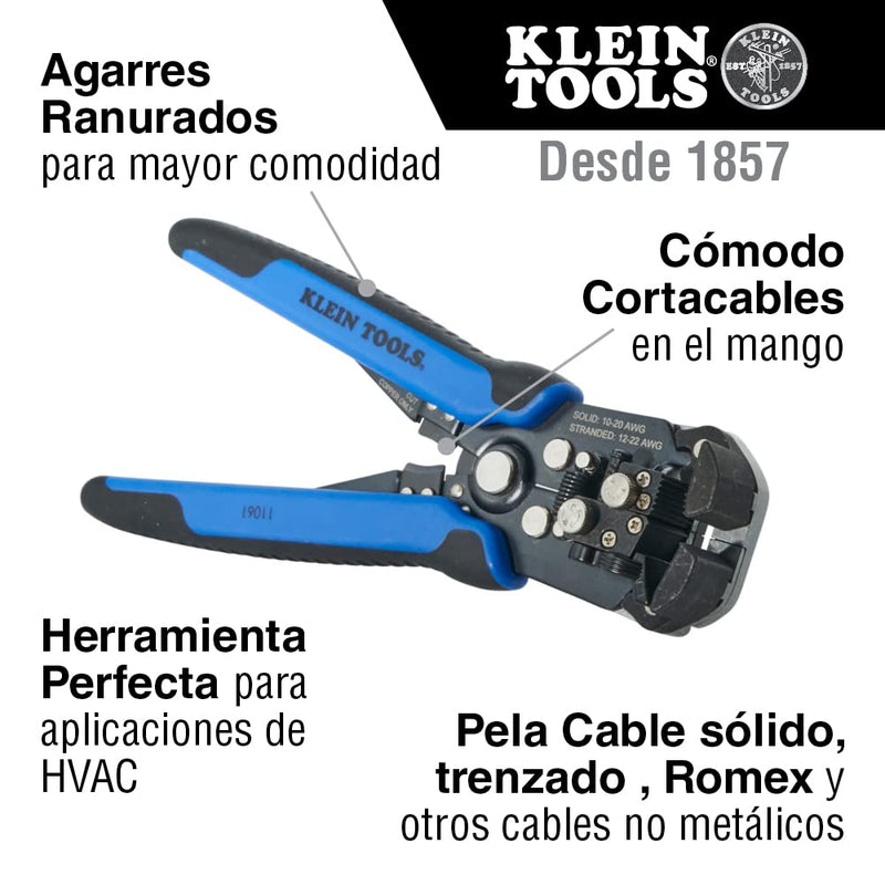 [Australia - AusPower] - Klein Tools 11061 Wire Stripper / Wire Cutter for Solid and Stranded AWG Wire, Heavy Duty Kleins are Self Adjusting Blue/Black 