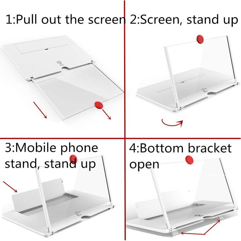 [Australia - AusPower] - 12" Screen Magnifier Amplifier, New Generation Mobile Phone Holder 3D HD Mobile Video Amplifier, Projection Amplifier Support X / 8/8 Plus / 7/7 Plus / 6 / 6s / 6 Plus / 6s Plus and All Other smar ❤-01 
