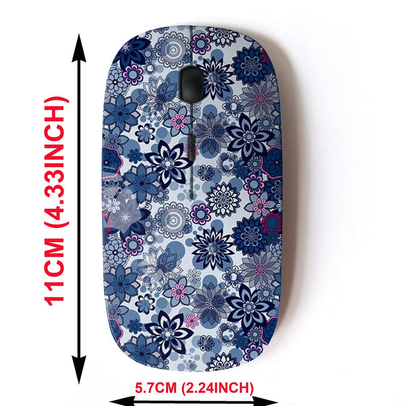 [Australia - AusPower] - 2.4G Wireless Mouse with Cute Pattern Design for All Laptops and Desktops with Nano Receiver - Mandala Floral Elements Decorative 