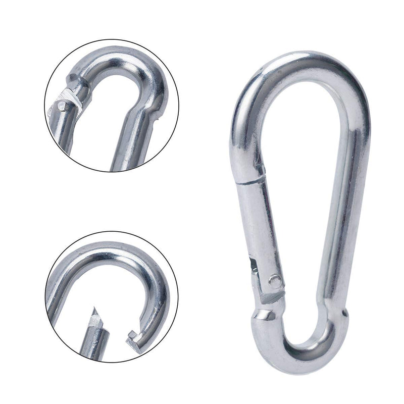 [Australia - AusPower] - OWAYOTO 3 Inch Carabiner Clip Spring Snap Hook Heavy Duty 6pcs M8x80mm for Fitness Hammock Swing Camping Hiking 