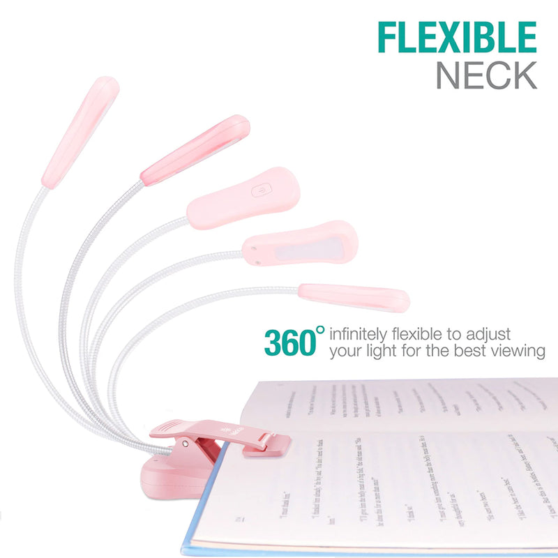 [Australia - AusPower] - Vekkia Rechargeable Book Light for Reading in Bed, 3 Color x 3 Brightness, Lightweight Reading Light, Up to 70 Hours Lighting, Perfect for Readers, Kids & Travel (Pink) Pink 