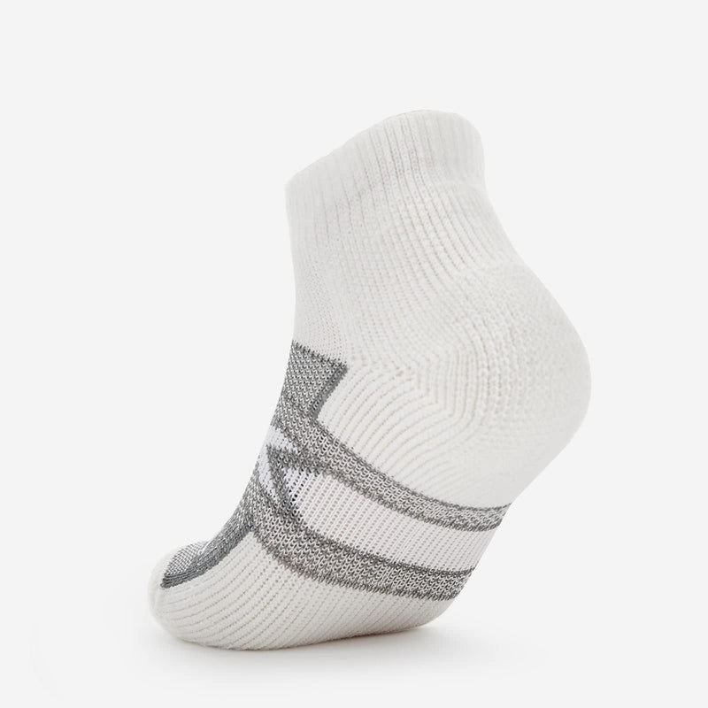 [Australia - AusPower] - thorlos unisex-adult Wcmu Max Cushion 12 Hour Shift Ankle Socks Large White/Grey (3 Pair Pack) 