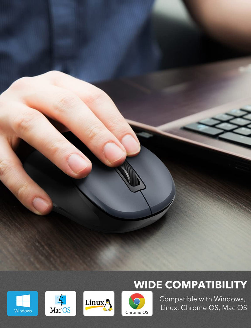 [Australia - AusPower] - Wireless Mouse for Laptop, Trueque 2.4GHz Ergonomic Computer Mouse with 3 Adjustable DPI Levels, Page Up & Down Buttons, USB Mouse for Chromebook, PC, Desktop, Notebook, MacBook (Grey) Grey 