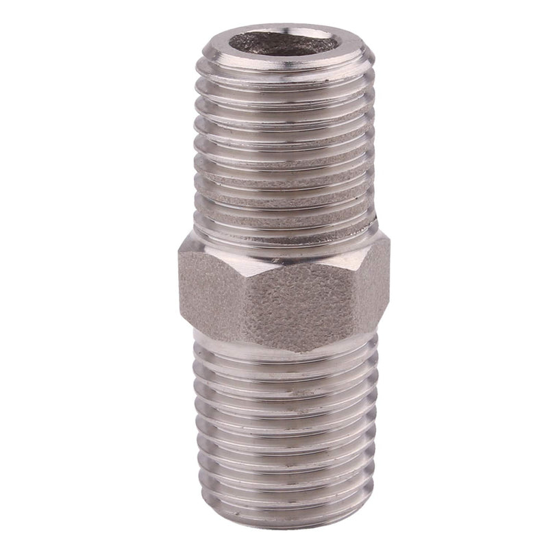 [Australia - AusPower] - Hex Nipple 1/4" Male NPT - DERNORD Stainless Steel 304 Threaded Pipe Fitting 1/4" for Brew Kit, Home Piping Application, Pack of 2 