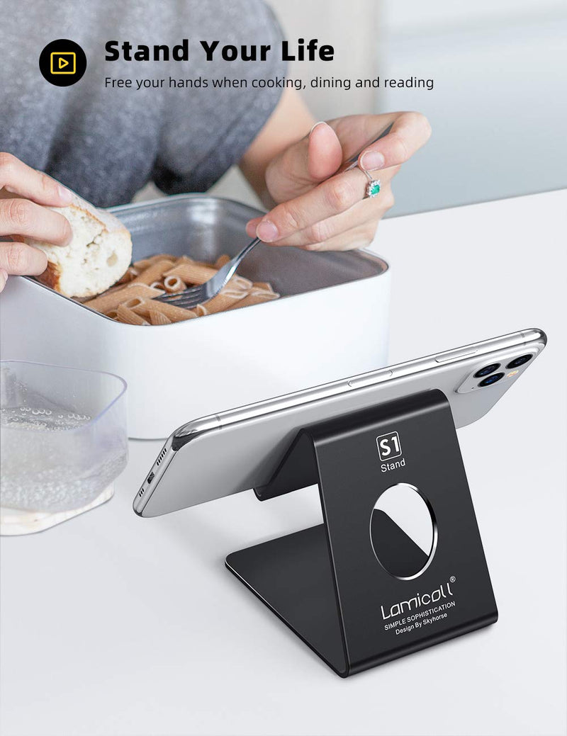 [Australia - AusPower] - Lamicall Cell Phone Stand, Phone Dock: Cradle, Holder, Stand for Office Desk - Black 1-Black 