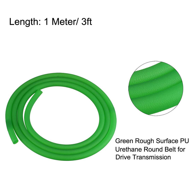 [Australia - AusPower] - uxcell 3ft 6mm PU Transmission Round Belt High-Performance Urethane Belting Green for Conveyor Bonding Machine Dryer 