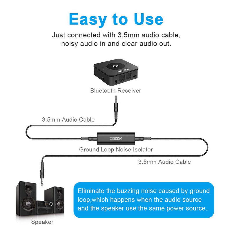 [Australia - AusPower] - ZIOCOM Ground Loop Noise Isolator, Noise Filter, Eliminate The Buzzing Noise for Your Car Audio System/Home Stereo with Jack 3.5mm Audio Cable 