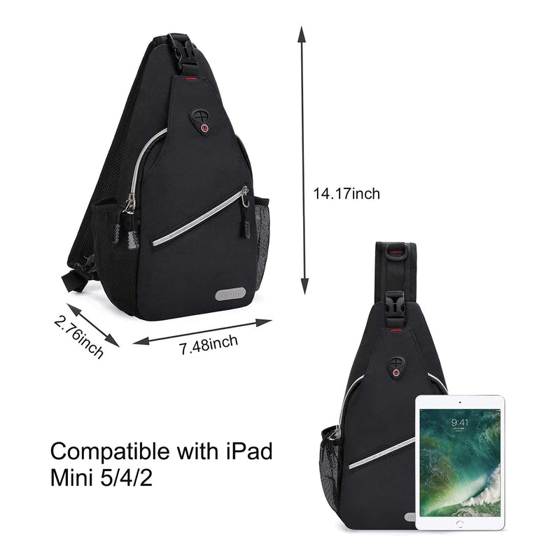[Australia - AusPower] - MOSISO Mini Sling Backpack,Small Hiking Daypack Travel Outdoor Casual Sports Bag Black 