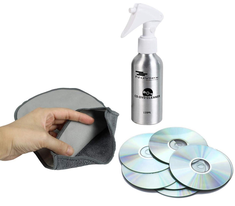 [Australia - AusPower] - CD DVD Cleaner Solution Spray Fluid - Premium Compact disc Cleaning Kit with Anti-Static Microfiber Cloth Glove 4oz 