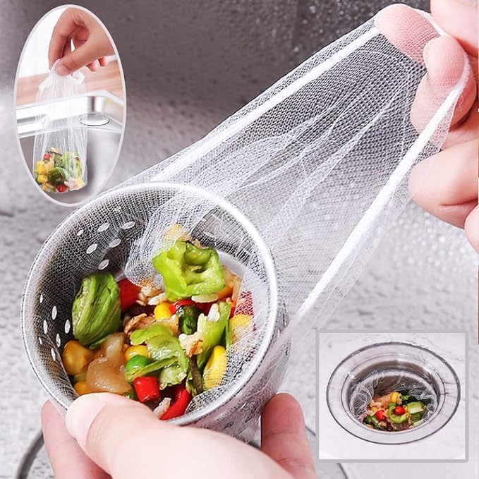[Australia - AusPower] - 500 Pcs Disposable Mesh Sink Strainer Bags Kitchen Sink Strainer Mesh Bag Disposable Sink Net Strainer Filter Bags for Sink Drain for Collecting Kitchen Food Waste Leftover Garbage 