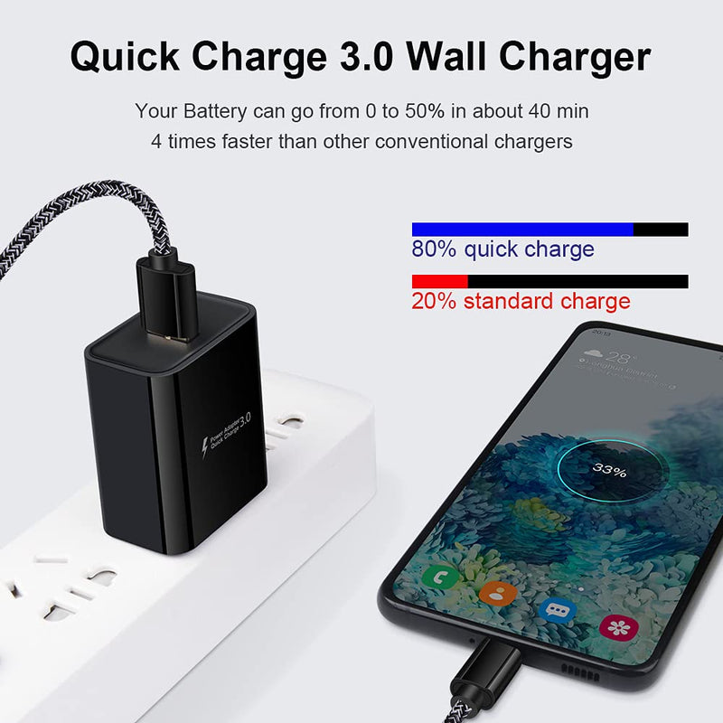 [Australia - AusPower] - Samsung S22 Fast Charger Kit for Samsung Galaxy S22 Ultra S21+ S20 Fe 5G Note 22 21 20 A12 A32 A11 A51 A52 A72, Moto G Power/Stylus, Quick Charge 3.0 Wall Charger,Car Adapter,USB C Fast Charging Cable Black Blue 