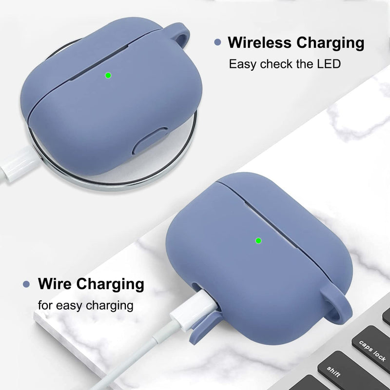 [Australia - AusPower] - Case for Airpods Pro, KOUJAON Soft Silicone Skin Case Cover with Bracelet Keychain Cute Apple Airpod Pro Cover for Women Girls (Lavender Grey) Lavender Grey 