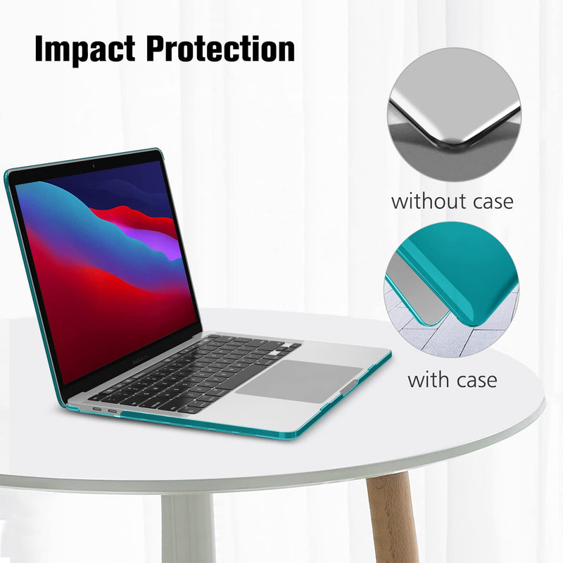 [Australia - AusPower] - Fintie Case for MacBook Pro 13 Inch A2338(M1) A2251 A2289 A2159 A1989 A1706 A1708 (2016-2020 Release) - Snap On Hard Shell Cover with 2 Keyboard Skin Covers, 1 Screen Protector, Crystal Dark Cyan 