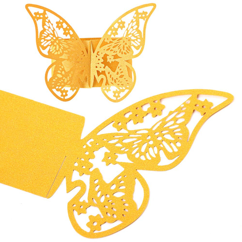 [Australia - AusPower] - Baimeixun 100pcs 3D Butterfly Paper Napkin Rings for Weddings Party Serviette Table Decoration (Gold) Gold 