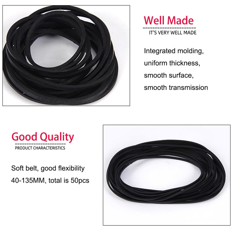 [Australia - AusPower] - 50Pcs Recorder Rubber Belts, Cassette Recorder Repair Rubber Belts 40-135 MM (1MM Width) 