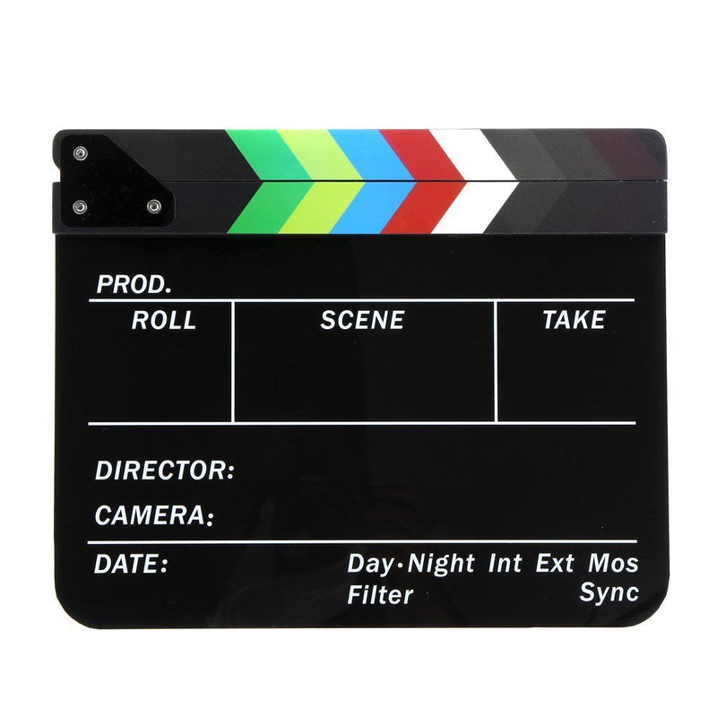 [Australia - AusPower] - Acrylic Clapboard 9.6x11.7" /25x30cm Dry Erase Director Film Movie Clapper Board Slate with Color Sticks - Black 