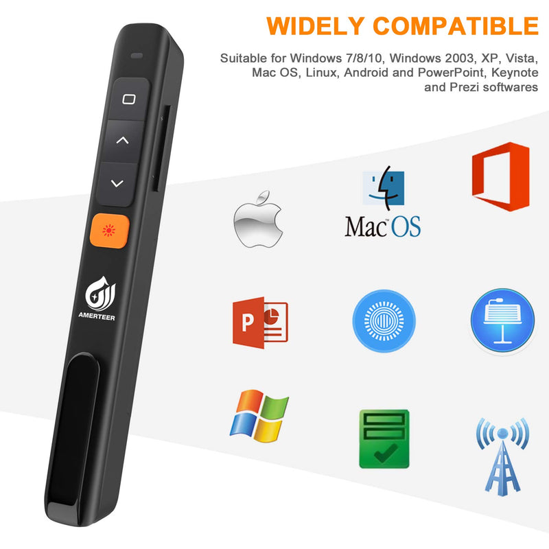 [Australia - AusPower] - Wireless Presenter, AMERTEER RF 2.4GHz USB and Type-C Presentation Remote with Hyperlink &Volume Control PowerPoint Remote Clicker for Mac Book/Air/Pro 