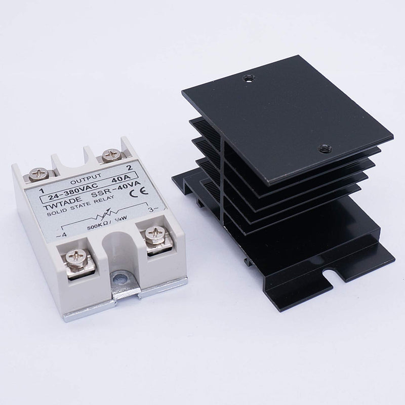 [Australia - AusPower] - TWTADE SSR-40VA 500K ohm 1/4W to 24-380VAC 40A Single Phase Solid State Relay Resistance Voltage Regulator Authorized+Heat Sink+Potentiometer+A knob 40VA 