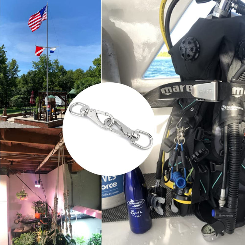 [Australia - AusPower] - MIKMAYTOO Stainless Steel Swivel Eye Snap Hook, Snap Clips Scuba Diving Clips, Bird Feeders, Lag Clips, Flag Pole Rope, Dog Leash Hook, Keychains, Anchor Chain M4-2PCS 
