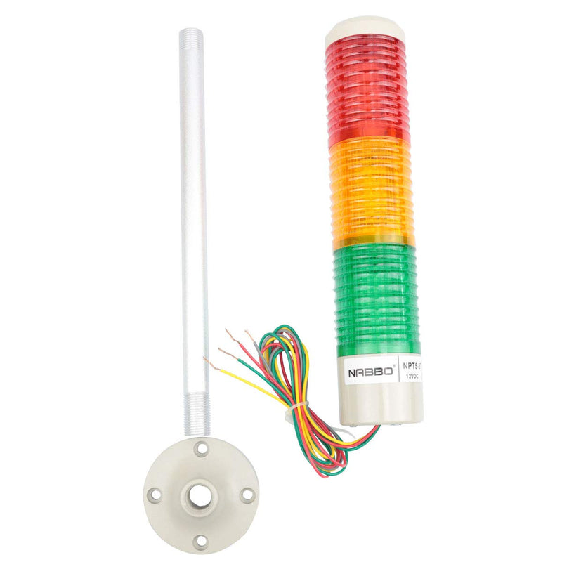 [Australia - AusPower] - Nxtop Industrial Signal Light Column LED Alarm Round Tower Light Indicator Warning Light r Red Green Yellow DC 12V Steady On 