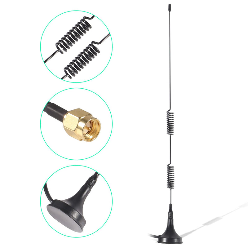 [Australia - AusPower] - Dual Band 136-174MHz 400-470MHz 8dBi SMA Male Antenna Magnetic Base Antenna Handheld Two Way Radio Compatible with Ham Radio Walkie Talkie Icom Yaesu Vertex Standard Horizon Marine VHF Radio 