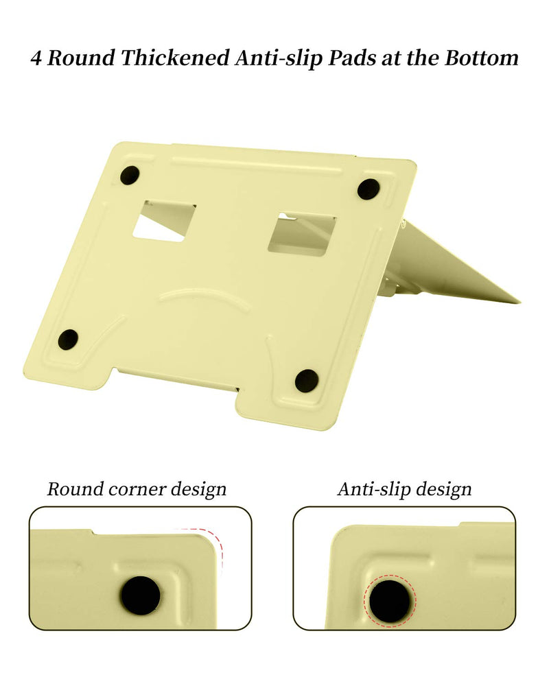 [Australia - AusPower] - MSDADA Desk Book Stand Metal Reading Rest Book Holder Adjustable Cookbook Documents Holder Portable Sturdy Bookstands for Recipes Textbooks Tablet Music Books with Page Clips (Light Yellow) Light Yellow 