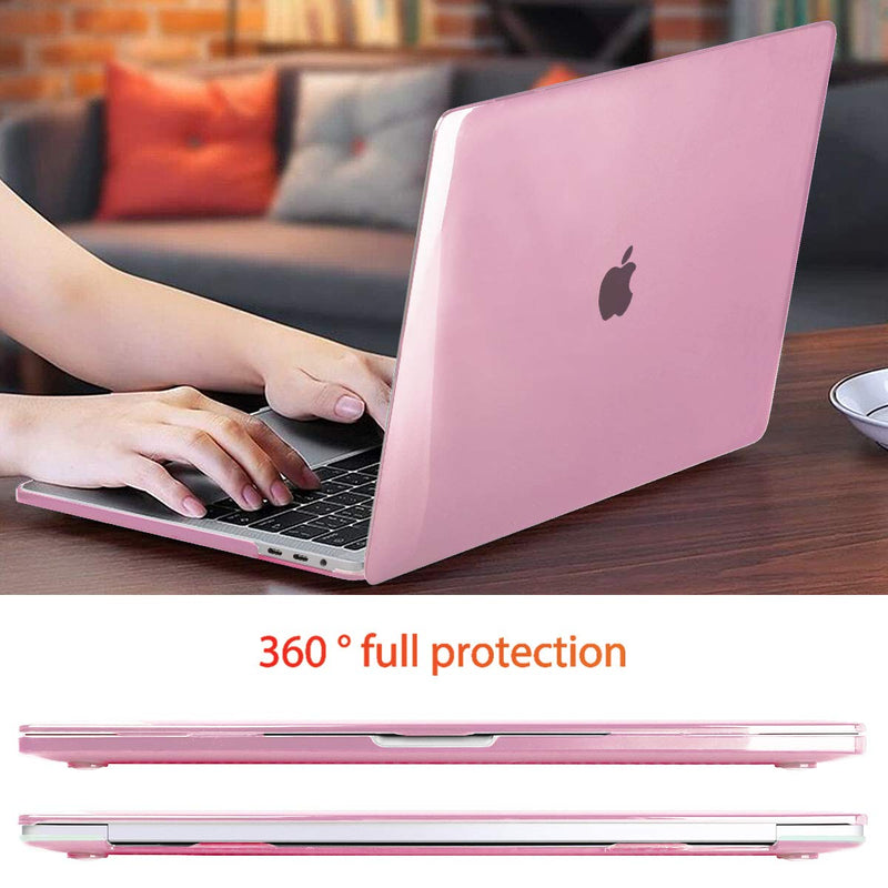 [Australia - AusPower] - Mektron Case for MacBook Pro 13 inch 2020 M1 A2338 A2289 A2251 with Touch Bar & Touch ID, Plastic Crystal Hard Shell Cover & Keyboard Skin & Screen Protector, Pink 