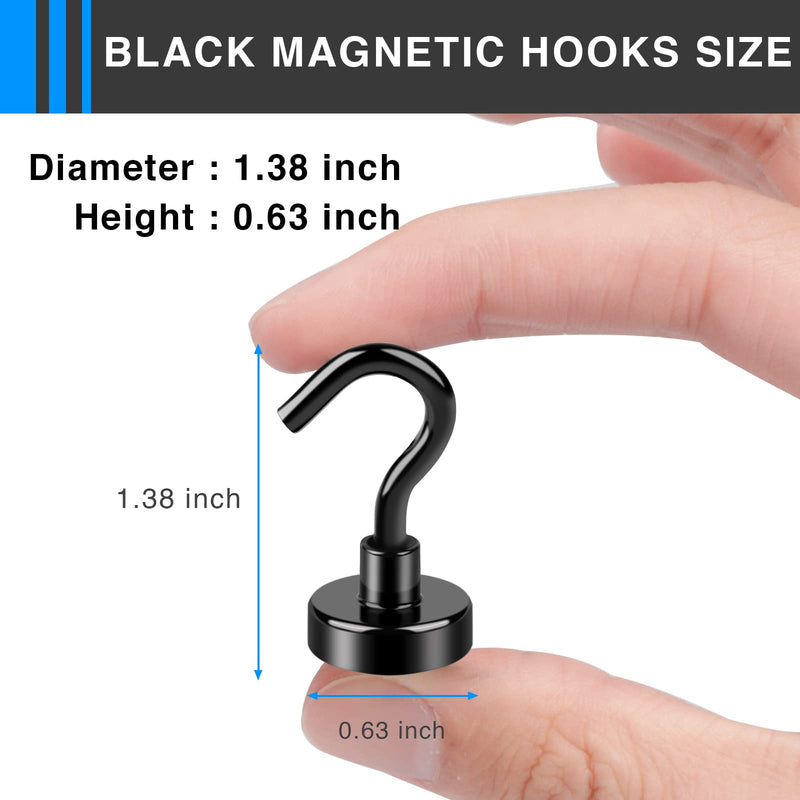 [Australia - AusPower] - LOVIMAG Black Magnetic Hooks, 22Lbs Strong Magnetic Hooks Heavy Duty with Epoxy Coating for Refrigerator, Magnetic Cruise Hooks for Hanging, Classroom, Office, and Kitchen - Pack of 12 12p-Black 