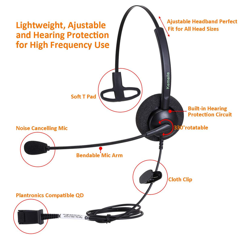 [Australia - AusPower] - Kemeile Rj9 Office Telephone Headset with Noise Cancelling Mic for Compatible with Landline Desk Phones Polycom Avaya Plantronics Nortel Aastra Fanvil AudioCodes and Many More 