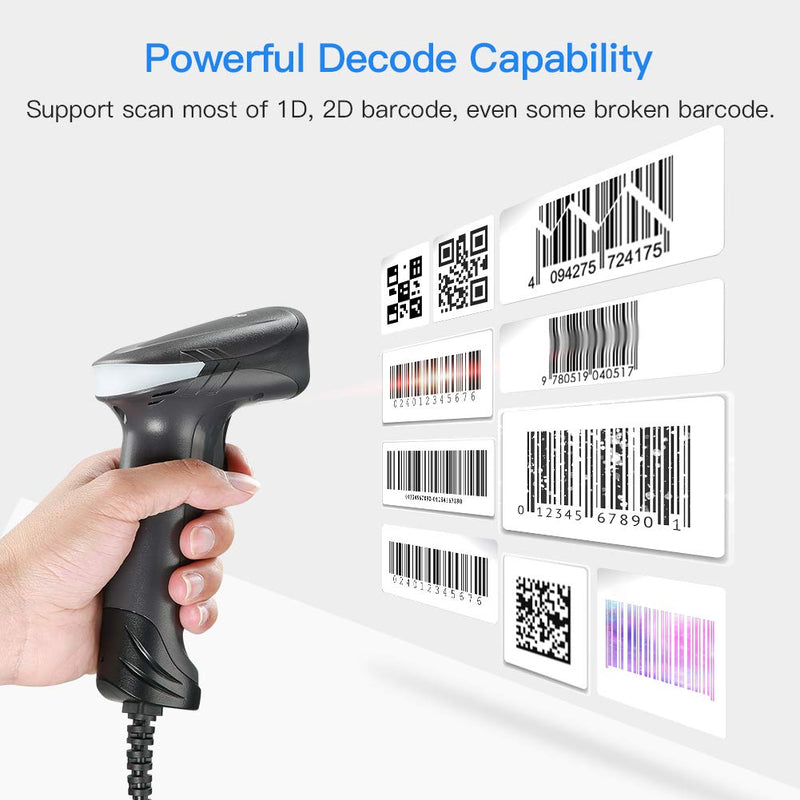 [Australia - AusPower] - Eyoyo USB QR 2D Barcode Scanner, Handheld Wired Bar Code Reader PDF417 Data Matrix for Mobile Payment, Pos System, Supermarket Inventory Management, Plug and Play, Extra Long USB Cable 