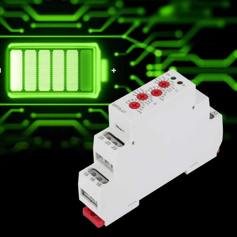 [Australia - AusPower] - Time Delay Relay, GRT8-2T Mini Rail Mount Double Delay Relay with LED Indicator AC 0.7-3VA/DC 0.5-1.7W(A230) 