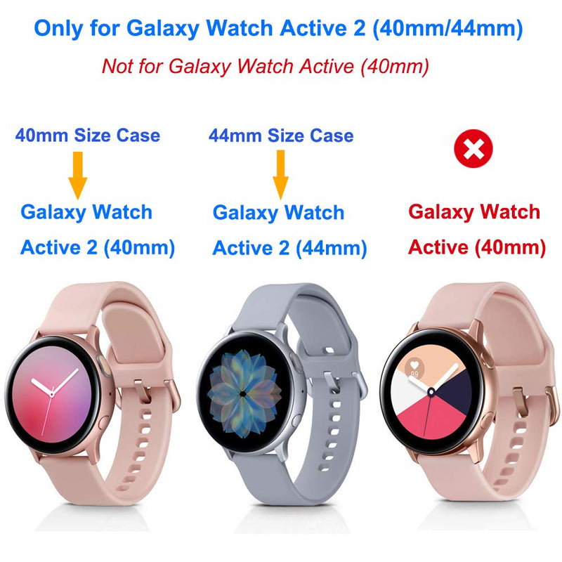[Australia - AusPower] - EZCO 3-Pack Screen Protector Compatible with Samsung Galaxy Watch Active 2 40mm 44mm (Not for Galaxy Watch 4), Plated Soft TPU Case Full Coverage Screen Protective Cover Bumper for Active 2 Watch Black/Silver/Clear 