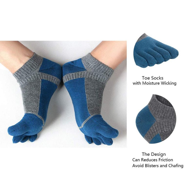 [Australia - AusPower] - VWELL Toe Socks for Men Women Ankle Cotton Five Fingers Socks Low Cut Athletic Running Socks 4 Pairs Size 8-11 Dark Gray,grey,white,wine 
