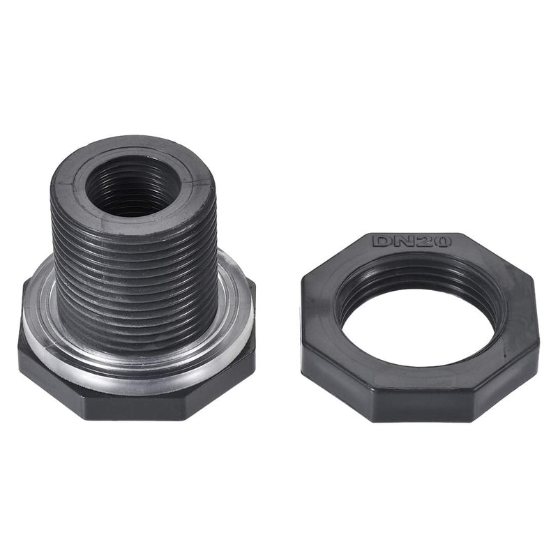 [Australia - AusPower] - uxcell Bulkhead Fitting, G1/2 Female 1.5" Male, Tube Adaptor Pipe Fitting with Silicone Gasket, for Water Tanks, PVC, Gray 