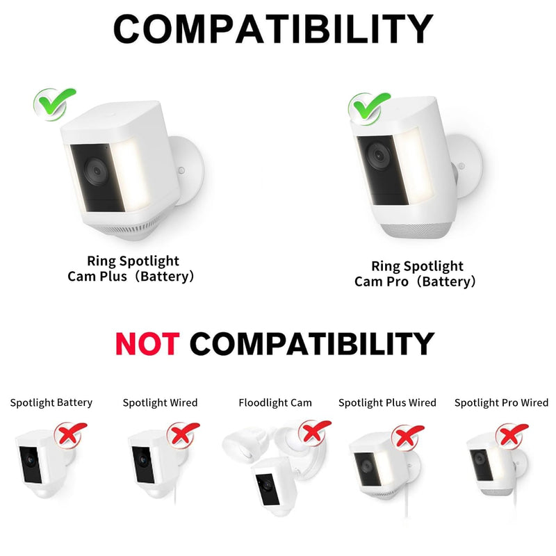 [Australia - AusPower] - 2Pack Security Wall Mount for Ring Spotlight Cam Plus/Pro (Battery), 360° Adjustable Indoor/Outdoor Mounting Bracket for Ring Surveillance Camera System - White 