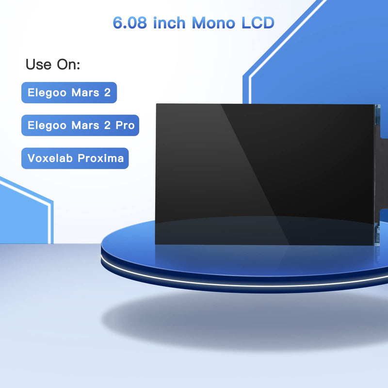 [Australia - AusPower] - 6.08 Inches Monochrome 2K LCD Screen for ELEGOO Mars 2/Mars 2 Pro/Voxelab Proxima Resin 3D Printers, 1620x2560 Resolution Without Touch Panel 6.08'' (with Glass) 