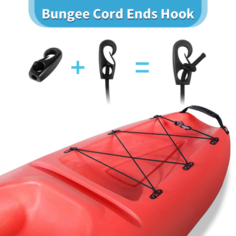 [Australia - AusPower] - Kayak Deck Rigging Kit - Kayak Bungee Cord with Bungee Cord Hooks Fishing Rigging D-Ring Cord J-Hooks with Screws for Kayak Boat Canoe Outfitting Fishing Camping etc Kayak Deck Rigging Kit-Black 